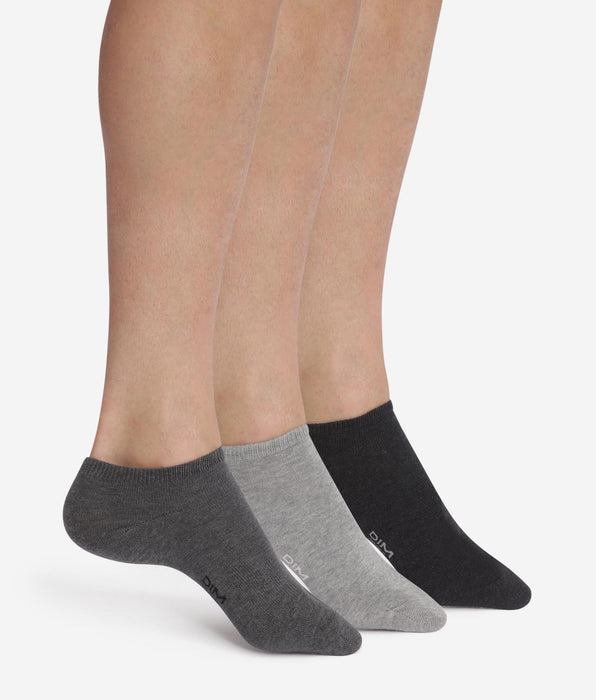 DIM Packung mit 3 Paar kurzen Socken aus anthrazitfarbener Baumwolle