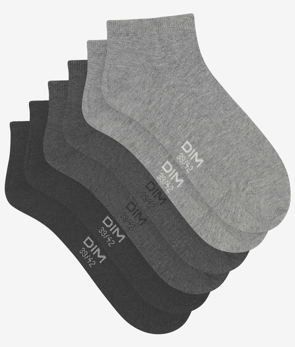 DIM Packung mit 3 Paar kurzen Socken aus anthrazitfarbener Baumwolle