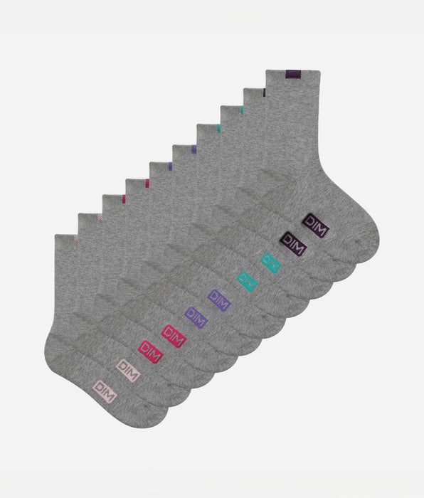 DIM 5er-Pack hellgraue Damensocken mit farbiger Markierung - EcoDIM