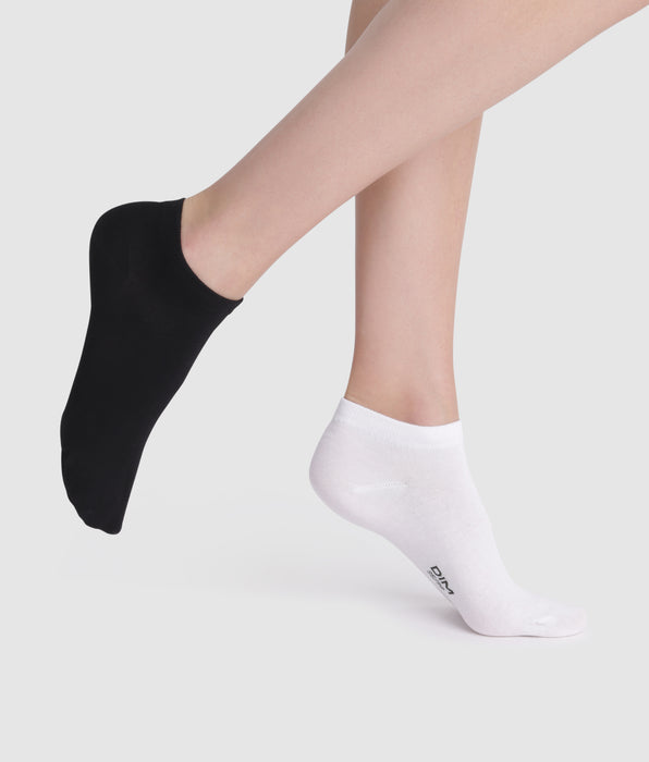 DIM 2er-Pack Damen-Sneakersocken aus Baumwolle in Schwarz/Weiß