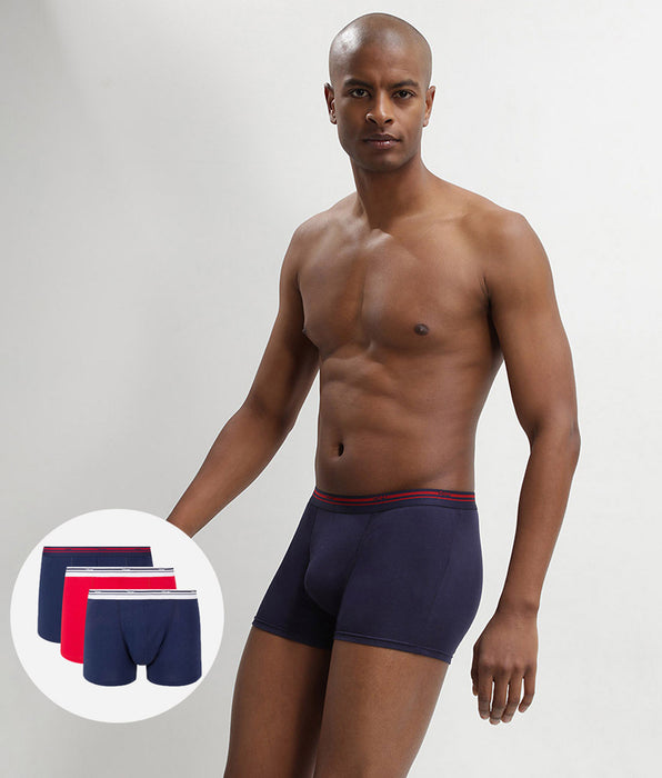 DIM 3er-Pack lavarote/dunkelblaue Boxershorts aus Stretch-Baumwolle - Classic Colors