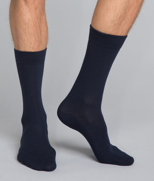 DIM 3er-Pack marineblaue Herrensocken aus Baumwolle - Basic Cotton