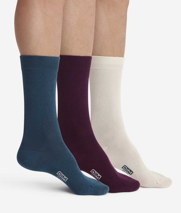DIM 3 Paar Herrensocken Blau Violett Baumwolle