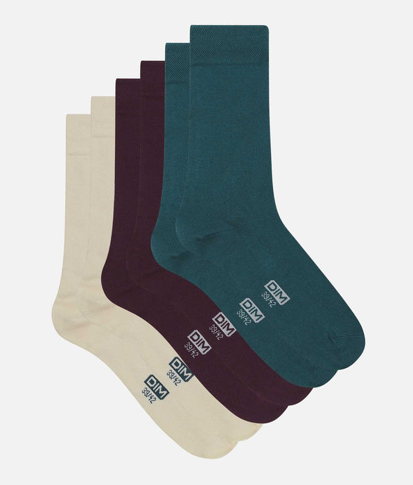 DIM 3 Paar Herrensocken Blau Violett Baumwolle
