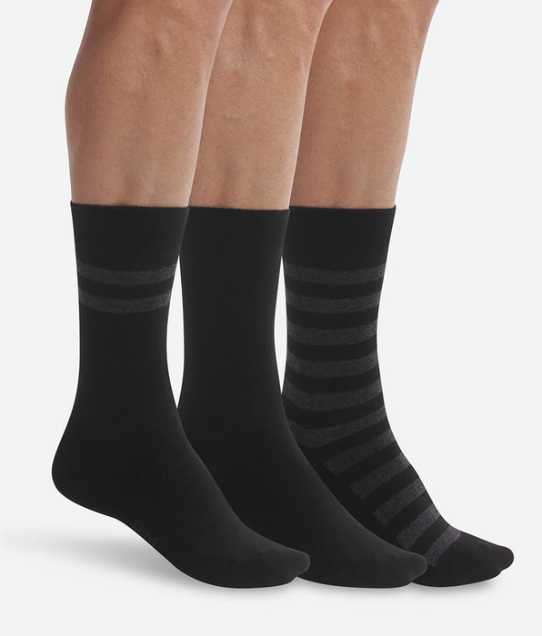 DIM 3er-Pack Herrensocken aus Baumwolle schwarz/gestreift - Cotton Style