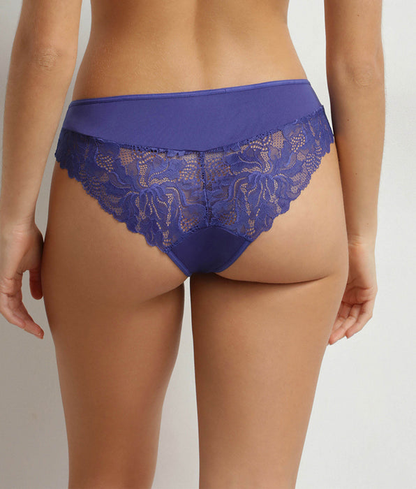 DIM Blauer Slip für Damen aus Mikrofaser und Spitze Generous Essentiel