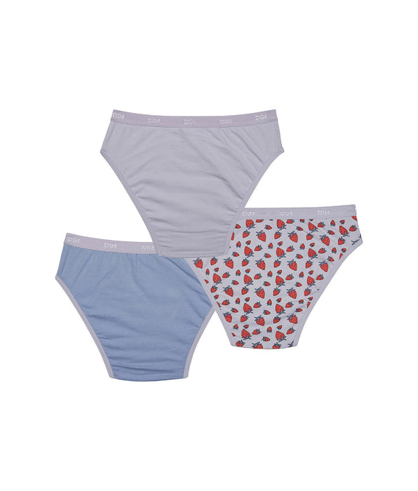 DIM 3er-Pack fliederfarbene Mädchenslips mit Erdbeerprint - Pockets