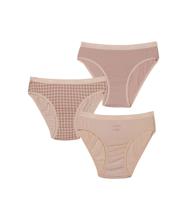DIM 3er-Pack hell-/dunkelrosa Mädchenslips mit Vichykaro - Pockets
