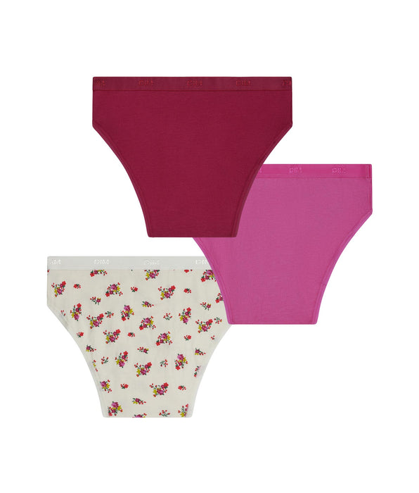 DIM 3er-Pack Mädchen-Slips aus Stretch-Baumwolle Liberty Violet Les Pockets