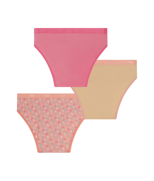 DIM 3er-Pack Mädchenhöschen aus Stretch-Baumwolle mit Pfirsichblüten von Les Pockets