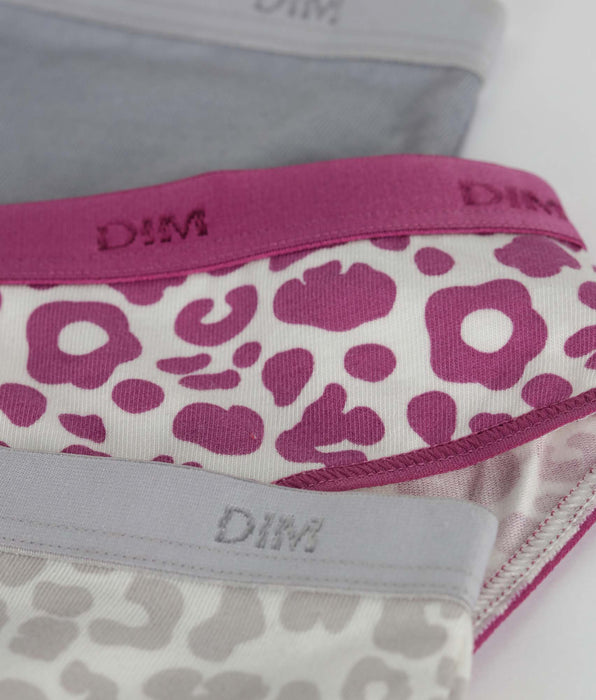 DIM 3er-Pack Mädchenhöschen aus graublauer Stretchbaumwolle Léo von Les Pockets