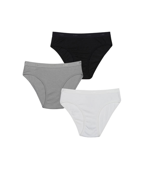 DIM 3er-Pack Mädchenslips mit Logobund schwarz/weiß/grau - Pockets