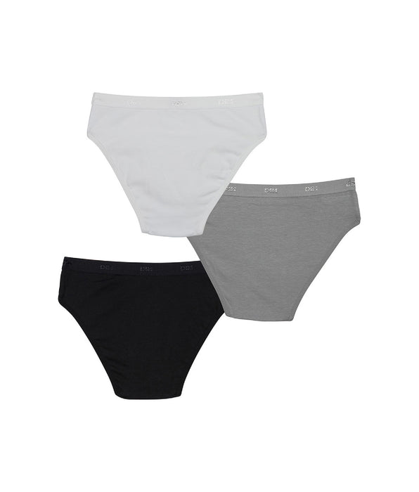 DIM 3er-Pack Mädchenslips mit Logobund schwarz/weiß/grau - Pockets