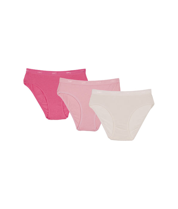 DIM 3er-Pack Mädchenslips mit Logobund rosa/pink/perlmutt - Pockets