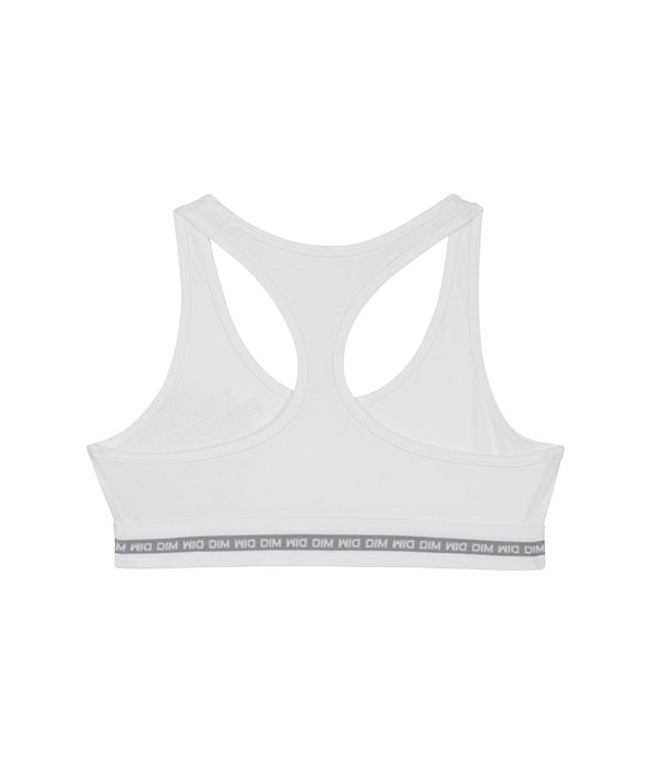 DIM Weißer Mädchen-Sport-BH aus Stretch-Baumwolle mit Metallic-Print - DIM Sport