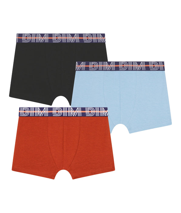 DIM 3er-Pack Boxershorts für Jungen Blau Rot Grafikgürtel Dim Stretch-Baumwolle