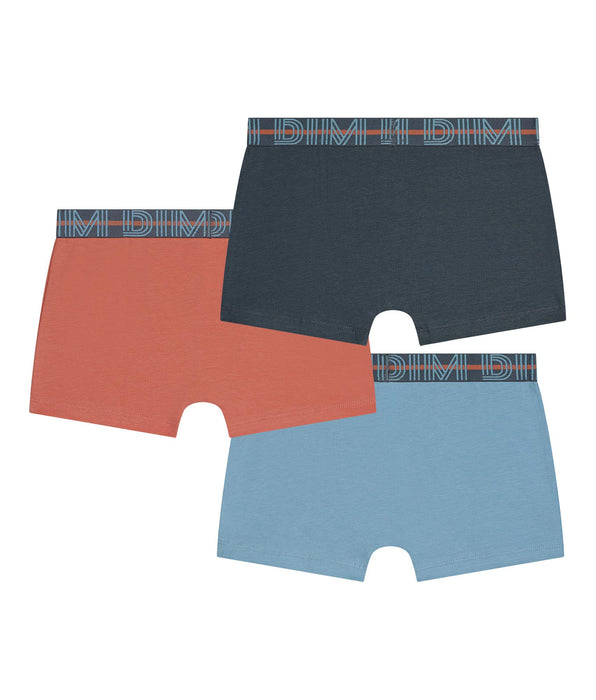 DIM 3er-Pack Boxershorts für Jungs in Blau, Apricot und Grau aus Stretch-Baumwolle für Kinder