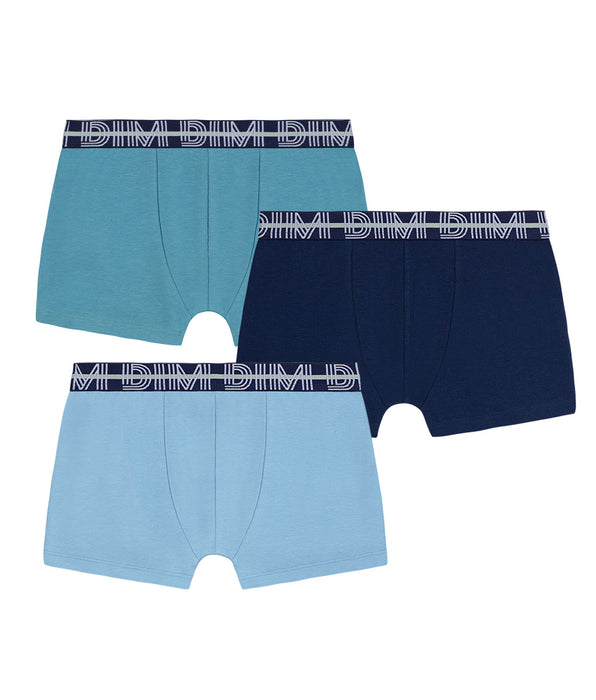DIM 3er-Pack Boxershorts für Jungen aus Stretch-Baumwolle mit kontrastierendem Bund Adriatique EcoDim