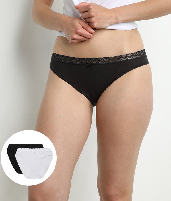 DIM 2er-Pack Baumwoll-Slips schwarz/weiß - Fashion