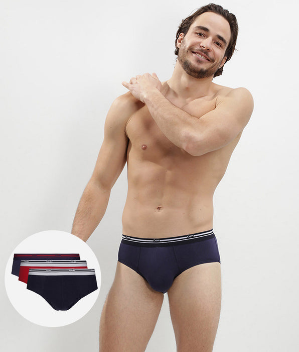 DIM 3er-Pack lavarote/dunkelblaue Slips aus Stretch-Baumwolle - Classic Colors