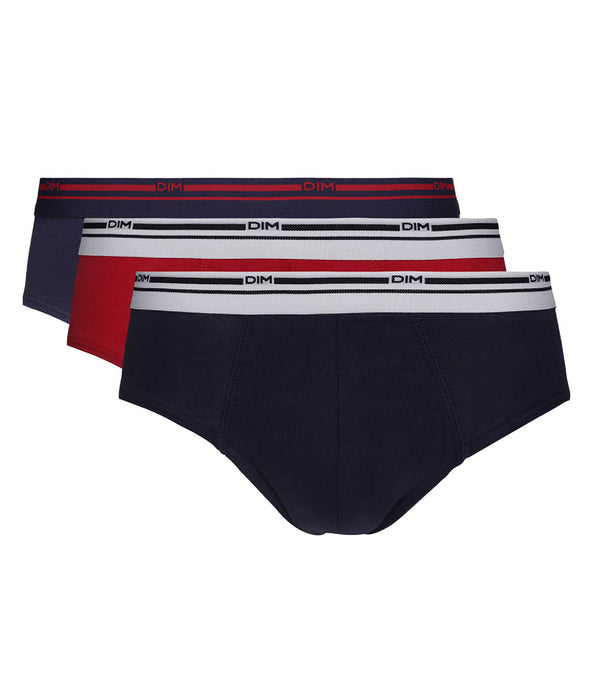 DIM 3er-Pack lavarote/dunkelblaue Slips aus Stretch-Baumwolle - Classic Colors