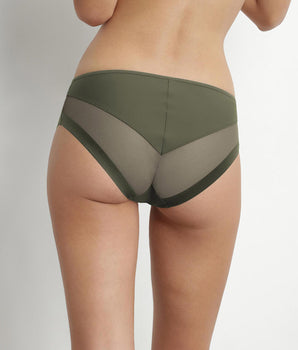Tennisgrüner Mikrofaser–Slip mit Tülleinsätzen – Generous