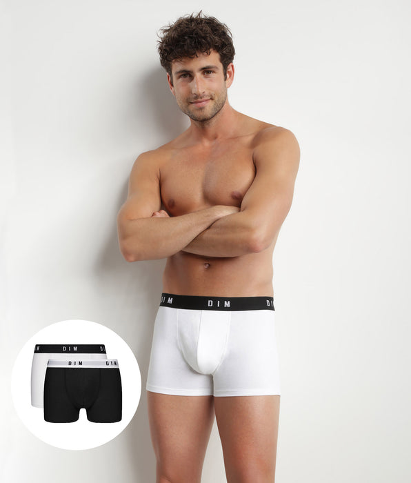 DIM 2er-Pack Boxershorts mit Retrobund schwarz/weiß - DIM Originals