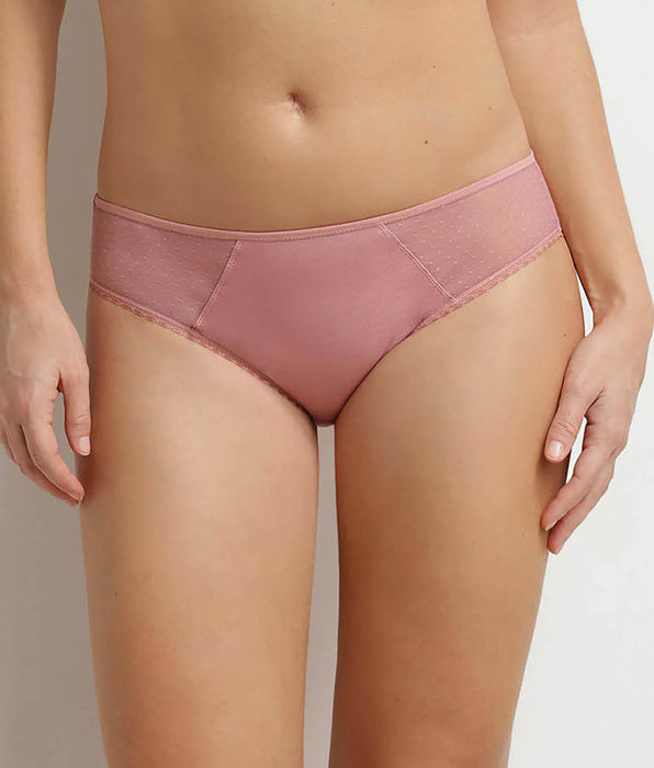 DIM Damenhöschen aus Mikrofaser und Tüll mit Plumetis-Muster in „Rose Generous Coton Bio”