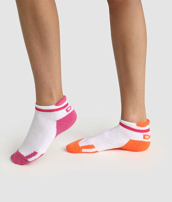 DIM 2er-Pack Kindersocken im Retro-Style pink/orange - DIM Sport