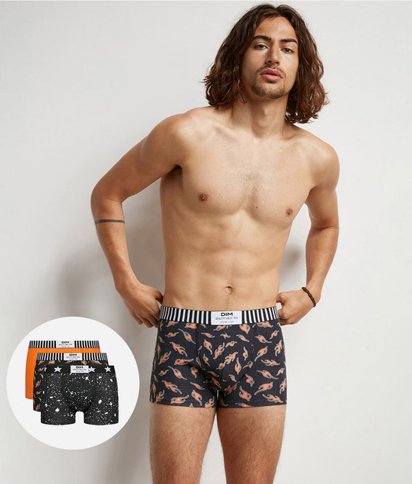 DIM 3er-Pack Boxershorts aus Stretch-Baumwolle mit Flammen-Print - DIM Vibes