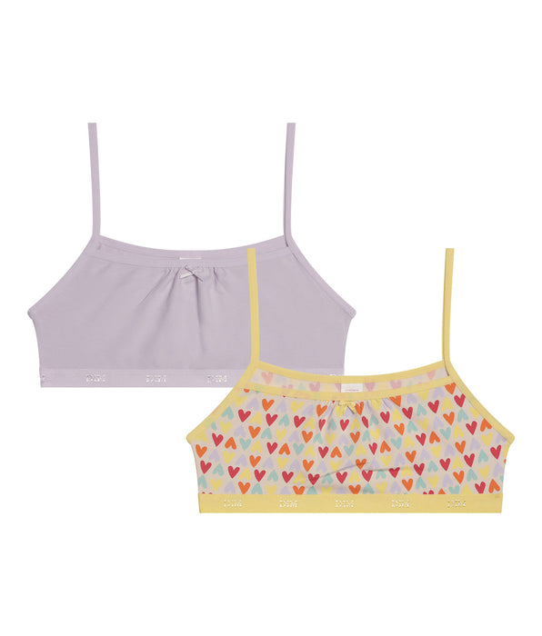 DIM 2er-Pack lila Mädchen-BHs aus Stretch-Baumwolle mit Herzmotiv – Pockets