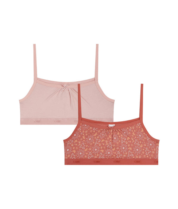 DIM 2er-Pack Mädchen-BHs aus Stretch-Baumwolle Rose Ocre Les Pockets