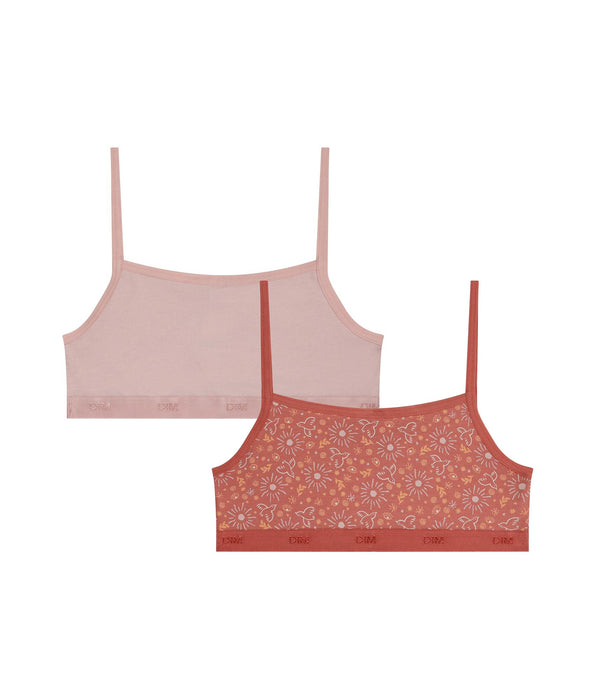 DIM 2er-Pack Mädchen-BHs aus Stretch-Baumwolle Rose Ocre Les Pockets