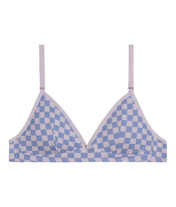 DIM Lila Triangel-BH aus Stretch-Baumwolle mit Schachbrettmuster – Pockets