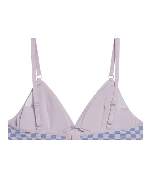 DIM Lila Triangel-BH aus Stretch-Baumwolle mit Schachbrettmuster – Pockets