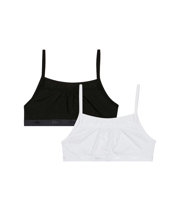 DIM 2er-Pack Mädchen-Bustiers aus Stretch-Baumwolle schwarz/weiß - EcoDIM