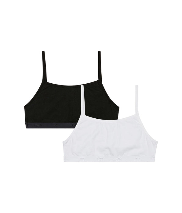 DIM 2er-Pack Mädchen-Bustiers aus Stretch-Baumwolle schwarz/weiß - EcoDIM