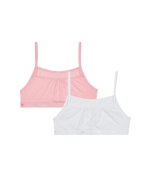 DIM 2er-Pack Mädchen-Bustiers aus Stretch-Baumwolle rosé/weiß - EcoDIM