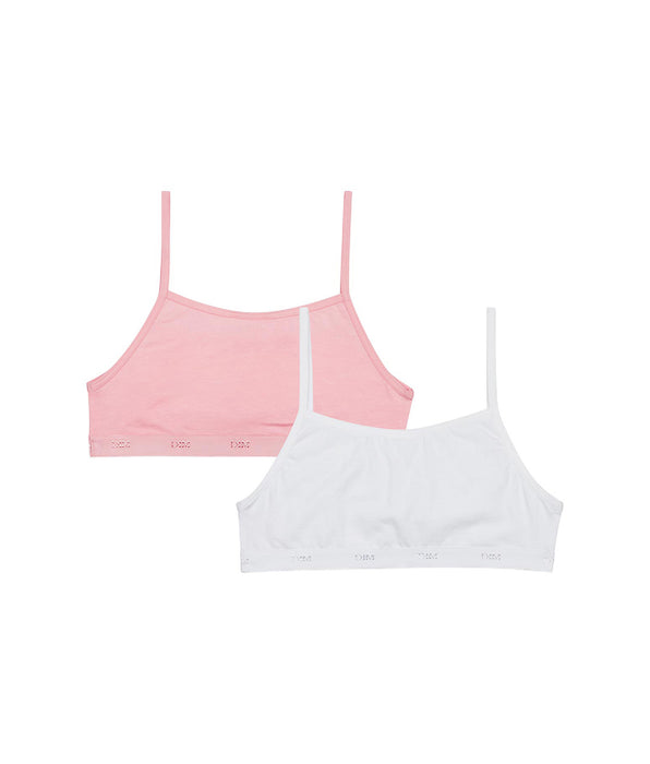 DIM 2er-Pack Mädchen-Bustiers aus Stretch-Baumwolle rosé/weiß - EcoDIM