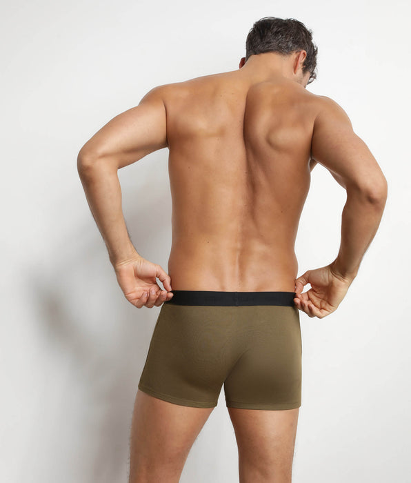 DIM Herren-Boxershorts aus gerippter Modal-Baumwolle in Olivgrün Dim Élégant
