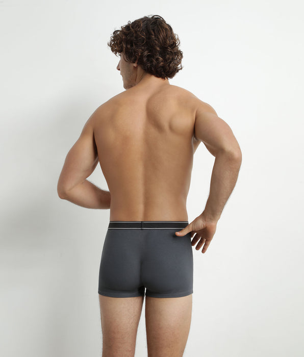DIM Granitgraue Boxershorts aus gerippter Modal-Baumwolle mit schwarzem Gürtel - DIM Elegant