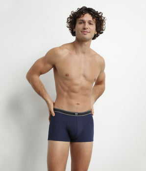 Dunkelblaue Boxershorts aus gerippter Modal-Baumwolle - DIM Elegant