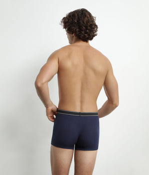 Dunkelblaue Boxershorts aus gerippter Modal-Baumwolle - DIM Elegant