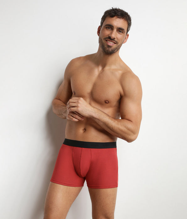 DIM Herren-Boxershorts aus gerippter Modal-Baumwolle in Rot von Dim Élégant