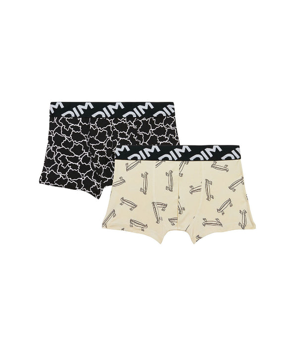 DIM 2er-Pack Jungen-Boxershorts aus recycelter Mikrofaser mit Skate-Motiv - DIM Micro