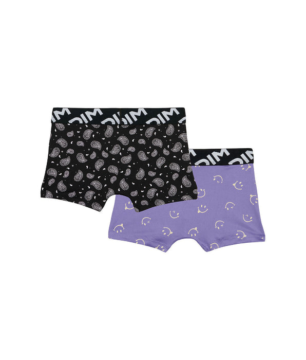 DIM 2er-Pack Jungen-Boxershorts aus recycelter Mikrofaser mit Smiley-Motiv - DIM Micro