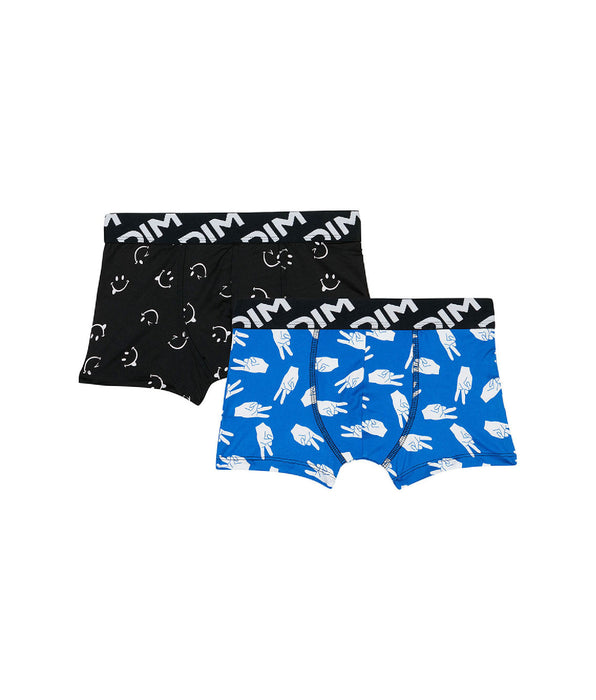 DIM 2er-Pack Jungen-Boxershorts aus recycelter Mikrofaser mit Peace-Motiv - DIM Micro
