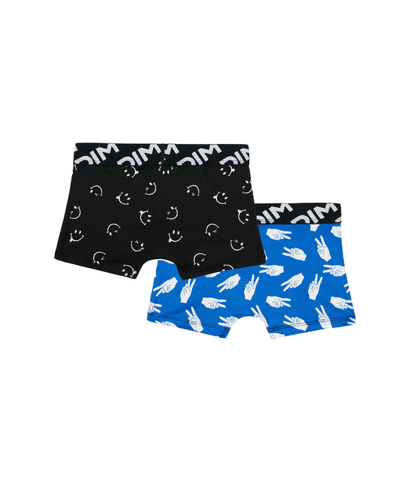 DIM 2er-Pack Jungen-Boxershorts aus recycelter Mikrofaser mit Peace-Motiv - DIM Micro