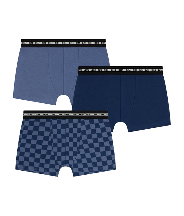 DIM 3er-Pack Boxershorts für Kinder Damier Bleu Dim Coton Stretch