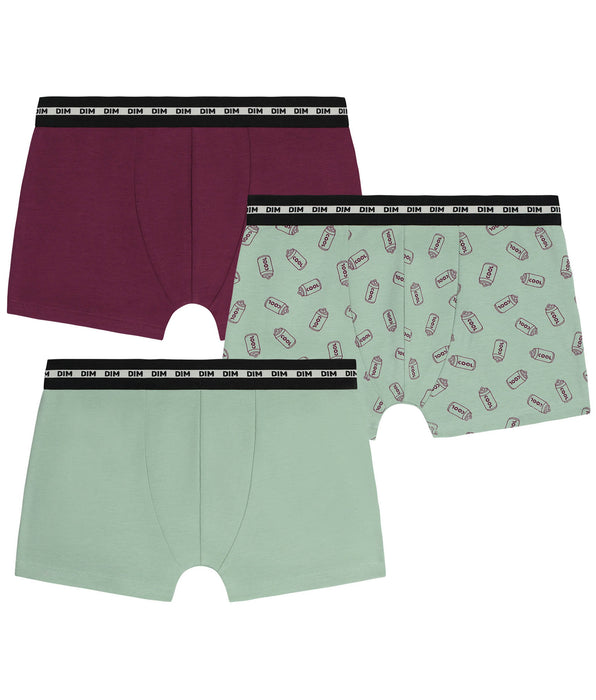 DIM 3er-Pack Boxershorts für Jungen aus Stretch-Baumwolle in Kupfer mit EcoDim-Motiven Mode